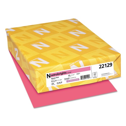 Office Jansan | Astrobrights 22129 8.5 in. x 11 in. 65 lbs. Cover Weight Color Cardstock - Plasma Pink (250/Pack) image number 0