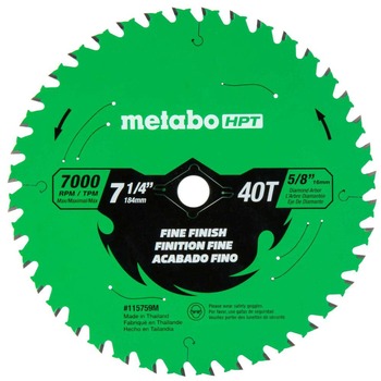 Metabo HPT 7-1/4 in. 40-Tooth Industrial PTFE Circular Saw Fine Finish Blade