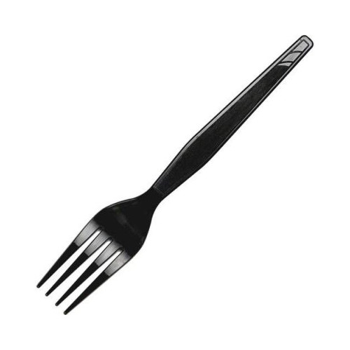 Food Service | Dixie SSFHW08 Smartstock Series-F Heavyweight Polystyrene Plastic Forks Refill - Black (24/Carton) image number 0