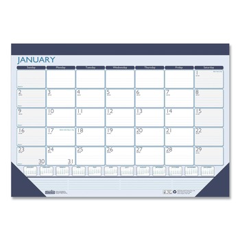 House of Doolittle 22 in. x 17 in. 12-Month (Jan-Dec 2026) Recycled Contempo Desk Pad Calendar - White/Blue Sheets/Blue Binding/Blue Corners