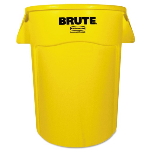 Trash Cans | Rubbermaid Commercial FG264360YEL 44 Gallon Plastic Vented Round Brute Container - Yellow image number 0