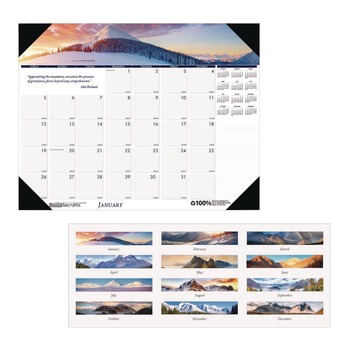 House of Doolittle Earthscapes 22 in. x 17 in. 12-Month (Jan-Dec) 2026 Recycled Monthly Desk Pad Calendar - Mountains of the World Photos