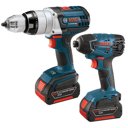Combo Kits | Bosch CLPK221-180 18V Cordless Lithium-Ion 1/2 in. Hammer Drill and Impact Driver Combo Kit image number 0