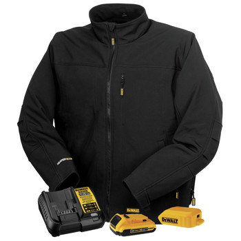 HEATED GEAR | Dewalt DCHJ060ABD1 20V MAX Black Soft Shell Heated Jacket Kit