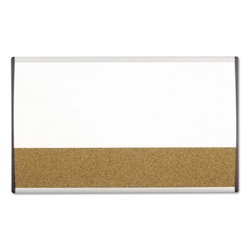 Quartet 30 in. x 18 in. ARC Frame Cubicle Combo Dry Erase/Cork Bulletin Board - Tan/White Surface/Satin Aluminum Frame