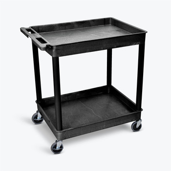 Luxor TC11 400 lbs. Capacity 2 Shelf Plastic Utility Cart - Black