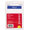 Label & Badge Holders | Universal UNV39105 3-1/2 in. x 2-1/4 in. Self-Adhesive 'Hello' Name Badges - White/Blue (100/Pack) image number 0