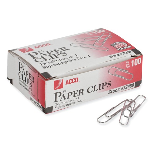 Customer Appreciation Sale - Save up to $60 off | ACCO A7072380I No. 1 Smooth Paper Clips - Silver (1000/Pack) image number 0