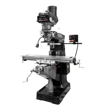 MILLING MACHINES | JET 894157 ETM-949 Mill with 2-Axis Newall DP700 DRO and X, Y, Z-Axis JET Powerfeeds and USA Made Air Draw Bar