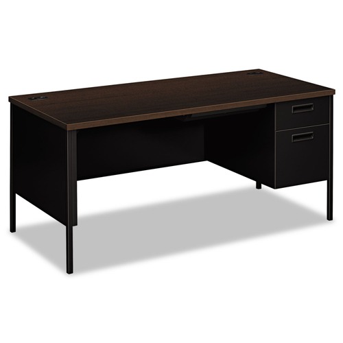 Office & Office Supplies | HON HP3265R.MOCH.P 66 in. x 30 in. x 29.5 in. Metro Classic Series Right Pedestal "L" Workstation Desk - Mocha/Black image number 0