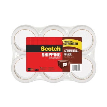 Scotch 1.88 in. x 54.6 Yards 3750 Commercial Grade 3 in. Core Packaging Tape with Dispenser - Clear (6/Pack)