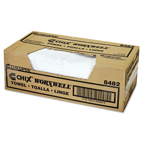 Disaster Prep HQ | Chicopee 8482 Durawipe Shop Towels, 17 X 17, Z Fold, White, 100/carton image number 0