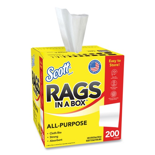 New Year New Savings! Save $25 off $150 | Scott 75260 12 in. x 9 in. POP-UP Rags in a Box - White (200/Box) image number 0