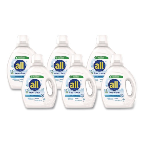 Cleaning & Janitorial Supplies | Dial 72613 47415 73 oz. Bottle 58 Loads Free Clear HE Laundry Detergent - Unscented (6/Carton) image number 0