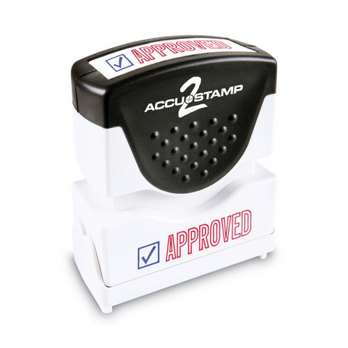 Bulk Savings Pricing 1 | ACCUSTAMP2 035525 1.63 in. x 0.5 in. APPROVED Pre-Inked Shutter Stamp - Red/Blue image number 0