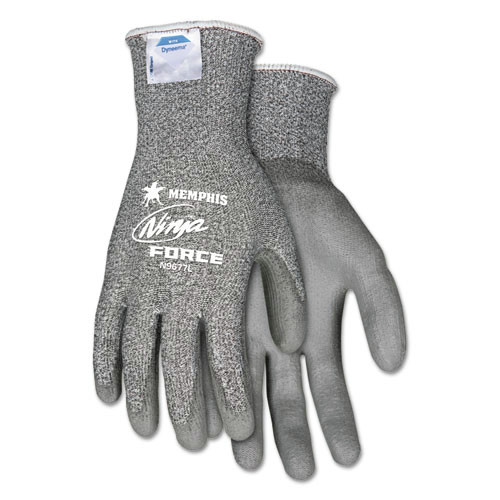 Work Gloves | Crews N9677S 1-Pair Ninja Force Polyutherane Coated Gloves - Small, Gray image number 0