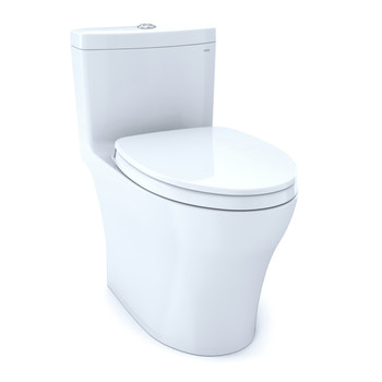 TOTO 1-Piece Aquia IV CEFIONTECT WASHLETplus 1.28 and 0.8 GPF Elongated Dual Flush Universal height Toilet - Cotton White