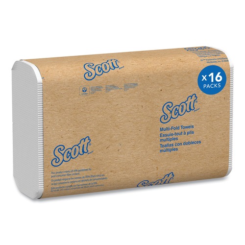 Cleaning & Janitorial Supplies | Scott 1840 9.2 in. x 9.4 in. 1-Ply Essential Multi-Fold Towels with Absorbency Pockets - White (4000/Carton) image number 0