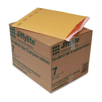 Sealed Air Jiffylite #7 Barrier Bubble Air Cell Cushion Self-Adhesive Closure Self-Seal 14.25 in. x 20 in. Bubble Mailer - Brown Kraft (50/Carton)