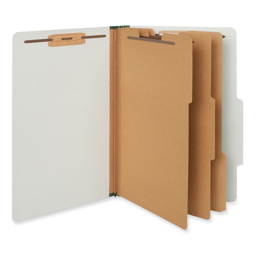 Office Jansan | Universal UNV10297 3 Dividers 8 Fasteners 8-Section 3 in. Expansion Pressboard Classification Folders - Legal Size, Gray Exterior (10/Box) image number 0