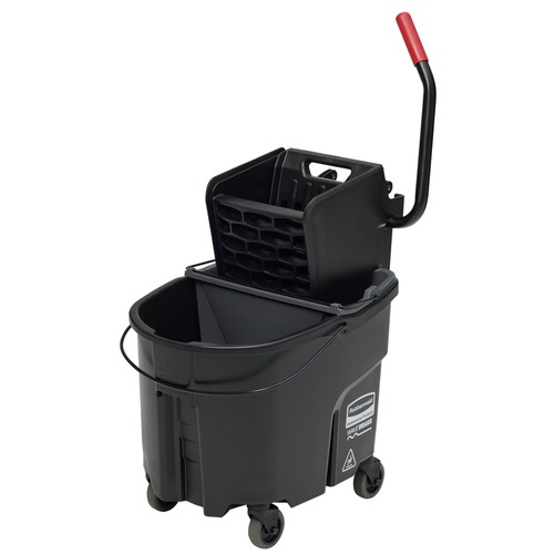 Mop Buckets | Rubbermaid Commercial 1863896 35 qt. WaveBrake 2.0 Side-Press Plastic Bucket/Wringer Combos - Black image number 0