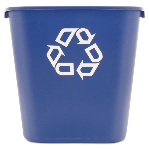 Trash Cans | Rubbermaid Commercial FG295673BLUE 28.13-Quart Rectangular Deskside Recycling Container - Medium, Blue image number 0