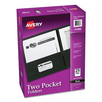 Avery 40 Sheet Capacity 11 in. x 8.5 in. Two-Pocket Folder - Black (25/Box)