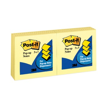 Post-it Pop-up Notes 3 in. x 3 in. Pop-up Refill - Canary Yellow (100 Sheets/Pad, 12 Pads/Pack)
