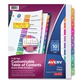 Office Jansan | Avery 11165 Ready Index 11 in. x 9.25 in. 10-Tab 1 to 10 Extra Wide Tabs Customizable TOC Dividers - Multicolor Tabs/White (1-Set) image number 0