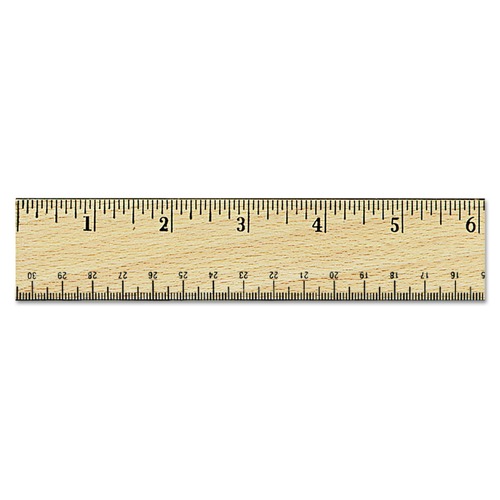 Rulers & Yardsticks | Universal UNV59021 12 in. Long Standard Flat Wood Ruler with Double Metal Edge - Clear Lacquer Finish image number 0