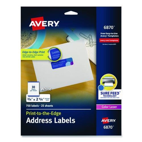 Office Jansan | Avery 06870 Print-to-the-Edge 3/4 in. x 2-1/4 in. Return Address Labels - White (750/Pack) image number 0