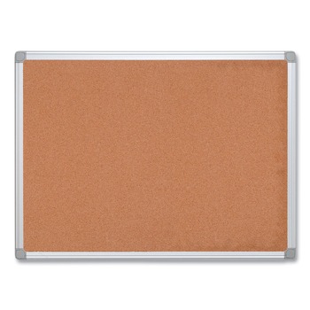 MasterVision Earth 24 in. x 18 in. Cork Board - Tan Surface/Satin Aluminum Frame