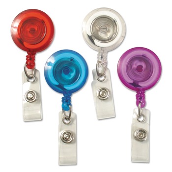 SICURIX 30 in. Extension ID Slide-Style Belt Clip Card Reels - Blue/Purple/Red/Translucent (4/Pack)