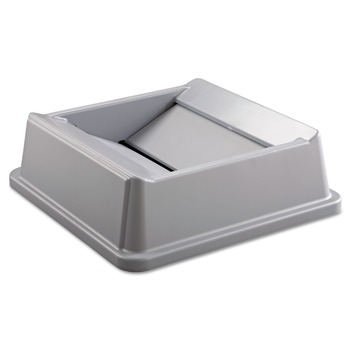 Rubbermaid Commercial 20.13 in. Plastic Untouchable Square Swing Top Lid - Gray