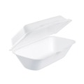Food Trays, Containers, and Lids | Dart 99HT1R 5.3 in. x 9.8 in. x 3.3 in. Foam Hinged Lid Hoagie Container with Removable Lid - White (500/Carton) image number 2
