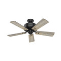 Ceiling Fans | Hunter 54149 44 in. Cedar Key Matte Black Outdoor Ceiling Fan with Light and Integrated Control System-Handheld image number 4