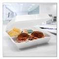 Food Trays, Containers, and Lids | Dart 95HT3R 9.25 in. x 9.5 in. x 3 in. 3-Compartment Foam Hinged Lid Containers - White (200/Carton) image number 6