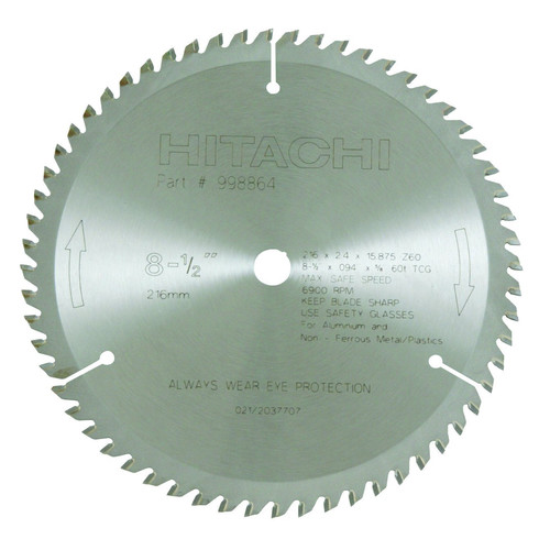 Circular Saw Blades | Hitachi 998864 8-1/2 in. 60-Tooth ATC Non-Ferrous Circular Saw Blade image number 0