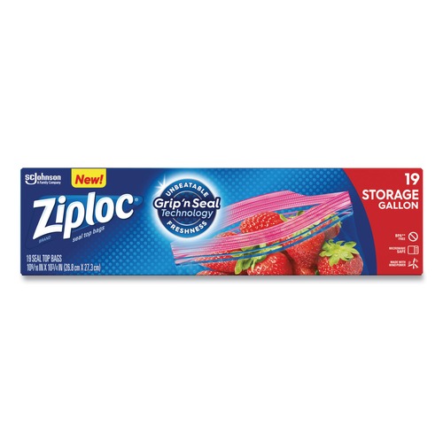 Food Service | Ziploc 383231 9.6 in. x 12.1 in. Gallon Triple System Seal Double Zipper Storage Bags - Clear (19 Bags/Box, 12 Boxes/Carton) image number 0