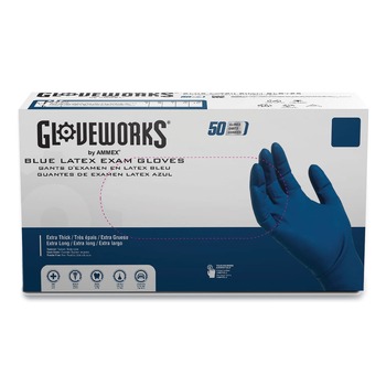 Ammex 11.6 in. Long 13 mil Powder-Free Latex Exam Gloves - X-Large/Blue (500/Carton)