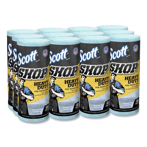Cleaning & Janitorial Supplies | Scott 32992 10.4 in. x 11 in. 1-Ply Heavy Duty Pro Shop Towels - Blue (12 Rolls/Carton) image number 0