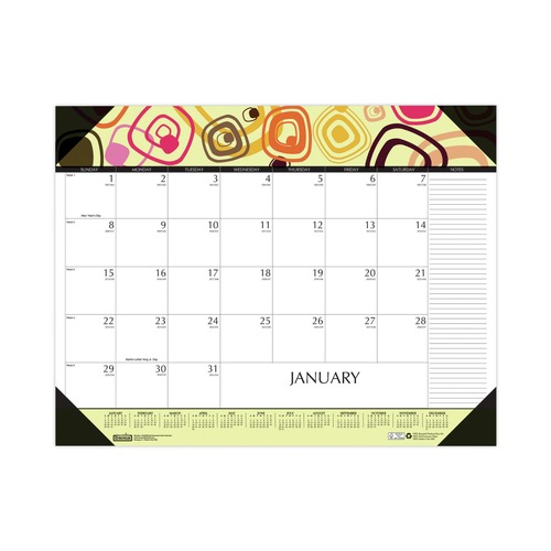 Calendars & Planners | House of Doolittle 149 22 in. x 17 in. 12-Month Jan-Dec 2026 Recycled Desk Pad Calendar - Geometric Artwork/White Sheets/Black Binding/Corners image number 0