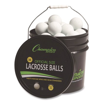 Champion Sports (36 Balls/Bucket) Official Size Bucket of Lacrosse Balls - White
