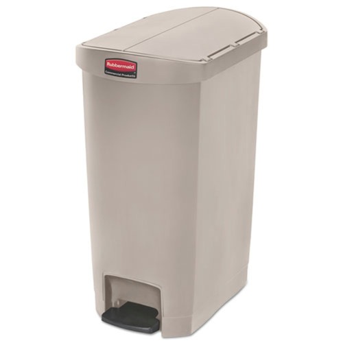 Rubbermaid Commercial 1883459 Slim Jim 13-Gallon End Step Style Resin Step-On Container - Beige image number 0
