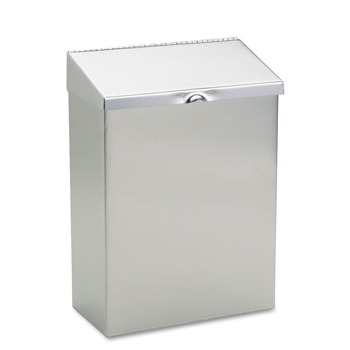 HOSPECO 8 in. x 4 in. x 11 in. Wall Mount Sanitary Napkin Receptacle - Stainless Steel