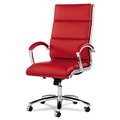  | Alera ALENR4139 Neratoli Series 17.32 in. to 21.25 in. Seat Height Up to 275 lbs. High-Back Slim Faux Leather Profile Chair - Red Seat/Back, Chrome image number 3
