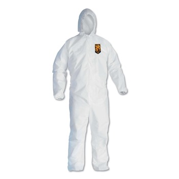 Ansell A40 Elastic-Cuff Ankle Hooded Coveralls - Triple Extra Large, White (25/Carton)