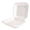 Food Service | Plastifar 12095 9 in. x 9 in. x 3 in. Secure Two Tab Latch Poly Bag Foam Hinged Lid Container - White (200/Carton) image number 1
