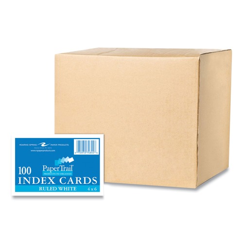 Flash Cards | Roaring Spring 74844 4 in. x 6 in. Narrow Ruled Index Cards - White (36/Carton) image number 0