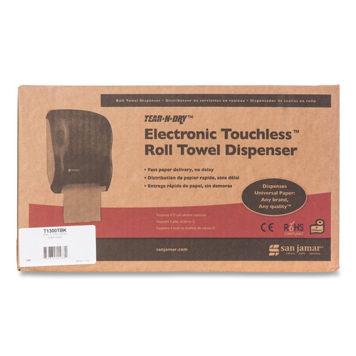Beverage Serveware | San Jamar T1300TBK Tear-N-Dry 11.75 in. x 9 in. x 15.5 in. Touchless Roll Towel Dispenser - Black Pearl image number 0